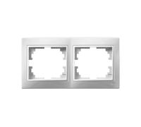 Cadre blanc pour 2 éléments, série Europe, idéal pour installations électriques et décoratives dans des environnements résidentiels et commerciaux.