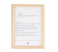 CADRE BOIS LETTRE DÉFINITION MARRAINE 14.5X19.5CM Beige, Ivoire, Crème, Écru, Naturel, Taupe