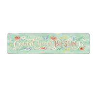 Cadre botanique Count Your Blessings - Plaque en métal fine - Décoration murale pour café, club, bar, bureau, maison, jardin - 10,2 x 40,6 cm