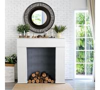 Cadre Cheminée,Meuble Cheminee 107x18x100cm,Cheminee Decorative Autonome,Cheminée Décorative avec Rangements,Manteau de Cheminéee avec Trois Portes, Blanc