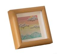 Cadre creux de peinture à l'huile de 15 cm pour afficher des créations d'enfants, cadre photo de table pour photos de 15 x 15 cm, stable et sécurisé (couleur bois)