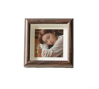 Cadre creux de peinture à l'huile de table de 15 cm pour affichage d'œuvres d'art d'enfants, cadre photo pour images de 15 x 15 cm avec maintien sûr (couleur noyer)