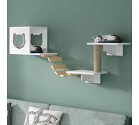 Cadre D’Escalade Mural pour Chat, Ensemble De Meubles Muraux pour Chat en Bois Massif, étagères Et Perchoirs pour Chat pour Mur, Mur D’Escalade pour Chat Bricolage pour Grim, Set I