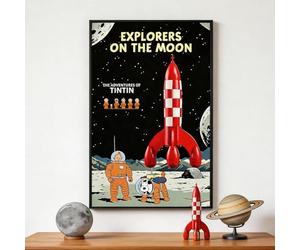 Cadre d’exposition mural pour LEGO 21367 Les Aventures de Tintin Fusée Lunaire, 80x50cm (Modèle Non Inclus)
