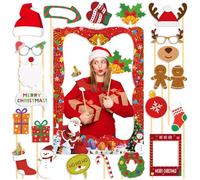 Cadre d'accessoires Photo, Accessoires de Stand Photo de Noël, Accessoires de fête de Vacances à Selfie | Accessoires de d'artisanat Funny Santa Elk Selfie Signes de Pose, Kit de Cabine