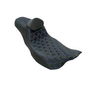 Cadre d'accoudoir Coussins de dossier de passager pour siège avant et arrière de moto, 2 niveaux, Convient pour Harley Street Glide FLHR 09-23(Blue line Seat)