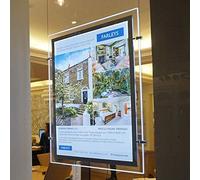 Cadre d'Affichage LED Acrylique Suspendu à la Fenêtre pour Immobilier Bureau Boîte Lumineuse Support de Panneau d'Affiche