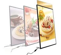 Cadre D'affichage LED Ultra-Mince Mural en Verre Trempé, Cadre D'affichage Publicitaire, Affichage d'affiche éclairé, Panneau De Menu Rétroéclairé, Cadre D, Silver, A1