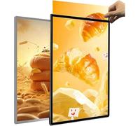 Cadre d'affichage publicitaire mural, caisson lumineux LED en verre trempé ultra fin, cadre d'affichage lumineux, tableau de menu de restaurants, for restaurants, bars, magasins(Black,40cm*60cm)