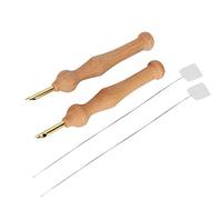 Cadre d'Aiguille de Poinçon, Poinçon Portable à Aiguille à Tricot à Tricot à la Poignée en Bois Pandée Outil à Aiguille de Poinçon avec Tissu à Aiguille Filet
