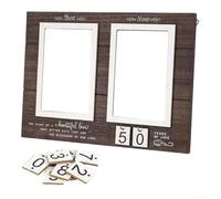 Cadre d'anniversaire en bois avec design personnalisé For Then & Now, parfait pour présenter deux photos de 10 x 15 cm pour célébrer l'amour durable et les étapes importantes (couleurs foncées)