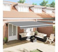 vidaXL Auvent Blanc 5 × 3,5 m Métal, Auvent Moderne extérieur, auvent rectangulaire, Protection UV, Ombre rétractable, Finition Lisse