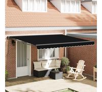 vidaXL Auvent Rétractable Noir 400 × 300 cm Polyester et métal, Abri d'extérieur Ajustable, auvent rétractable Moderne, Voile Solaire résistante aux intempéries pour Jardin