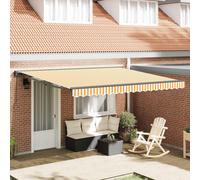 vidaXL Auvent rétractable Cadre polyester revêtement PU Jaune/Blanc 400x300 cm