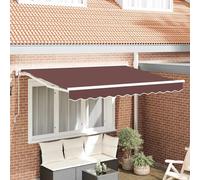 vidaXL Auvent rétractable Cadre d'auvent en polyester avec revêtement PU marron 350x200 cm
