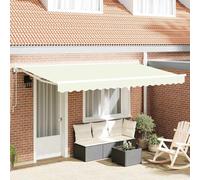 vidaXL Auvent rétractable – Polyester et métal – Ajustable, voile solaire – Crème 350×200 cm