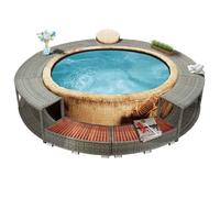 Cadre de bain à remous en résine tressée - vidaXL - Gris - Diamètre extérieur 283 cm - Diamètre intérieur 203 cm
