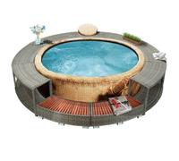 Cadre de bain à remous - VIDAXL - 46459 - Résine tressée - Gris - Rond - 283 cm