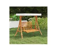 Cadre de balançoire avec toit crème Bois courbé à finition teck