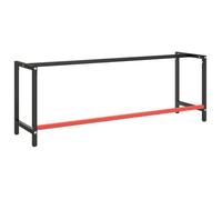 vidaXL Cadre de banc de travail – Métal robuste – Noir et rouge mat – 220×57×79 cm