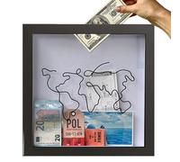 Cadre de boîte d'archives d'aventure Carte du Monde, boîtes de Rangement de mémoire de Voyage, Cadre de boîte d' de Collection de Billets de Voyage en Bois