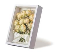 Cadre de boîte d'ombre en bois, boîtier d'affichage à fleurs séché, tablette/shadowbox suspendu pour les photos de mariage des souvenirs / 6x8