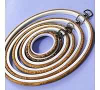 Cadre de broderie ovale DIY vintage à grain de bois factice/accessoire de suspension décoratif, accessoires de cadre de point de croix/cadre de broderie florale antique, élégant et beau, peut être acc