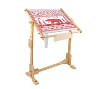 Cadre de Broderie sur Pied Réglable, Support de Sol en Bois pour Point de Croix, Rotatif 360°, 50cm