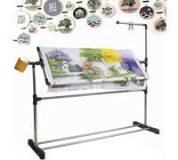 Cadre de Broderie sur Pied, Table de Broderie sur Pied avec poulie, Support de Broderie réglable en Hauteur à 360° pour Point de Croix, Support pour Cerceau de Broderie pour travaux manuels 100cm