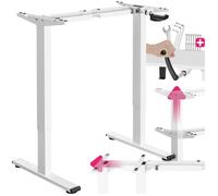 Cadre de bureau - TECTAKE - Structure de table de travail en acier IDUN réglable en hauteur avec manivelle - Blanc