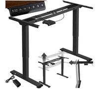 Tectake Bureau Assis Debout MELVILLE Pied de Bureau Réglable en Hauteur 110-168x60x70-119cm - noir