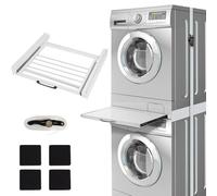 Cadre de connexion avec porte-serviettes extensible en acier - 61 x 55 cm - Charge maximale 100 kg - Cadre intermédiaire universel pour machine à laver et sèche-linge - Accessoires de sèche-linge -