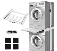 Cadre de connexion universel pour machine à laver | avec porte-serviettes extensible | en acier | 61 x 55 cm | max. 100 kg | Cadre intermédiaire pour sèche-linge, accessoires de machine à laver