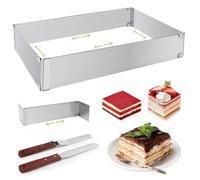 Cadre de Cuisson Rectangulaire Réglable, Moule à Gâteau Carré en Acier Inoxydable, Rectangulaire Patisserie avec Séparateur et Spatule, Anneau à Gâteau Carré pour Gâteaux, Tartes, cuisson de pizza