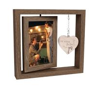 Cadre de fiançailles « Happy Engagement », « He Asked She Said Yes » - Cadeau de fiançailles pour couples avec message sincère - Cadre photo rotatif double face en bois - Cadre photo parfait pour