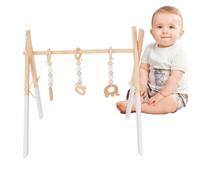 Cadre de gymnase de gibier en bois: soutien de pliant, activité naturelle des bébés, jouets sensoriels amovibles | Construction écologique en bois lisse, stimulation