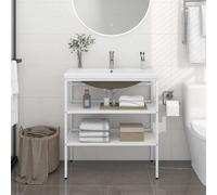 Cadre de Lavabo de Bain Vasque à Encastrer Fer Multi-taille Blanc/Noir vidaXL