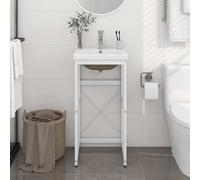 Cadre de Lavabo de Bain Vasque à Encastrer Fer Multi-taille Noir/Blanc vidaXL