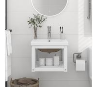Cadre de Lavabo de Bain Vasque à Encastrer Fer Multi-taille Noir/Blanc vidaXL