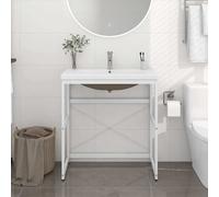 Cadre de Lavabo de Bain Vasque à Encastrer Fer Multi-taille Noir/Blanc vidaXL