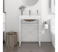 Cadre de Lavabo de Bain Vasque à Encastrer Fer Multi-taille Noir/Blanc vidaXL