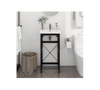 Cadre de lavabo de salle de bain Noir 40x38x83 cm Fer