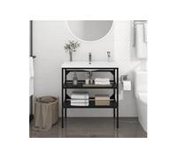 Cadre de lavabo de salle de bain Noir 79x38x83 cm Fer
