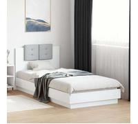 Cadre de lit 1 place - VIDAXL - SOLOMON7974 - 90x200 cm - Blanc - Tête de lit rembourrée