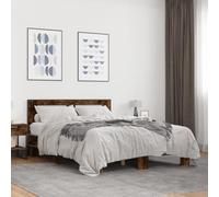 Cadre de Lit 120x200 cm en Chêne Fumé sans Matelas, Sommier à Lattes en Contreplaqué pour Un Sommeil Réparateur, Support Dorsal Confortable, Design Moderne pour Chambre à Coucher
