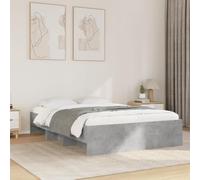 Cadre de Lit 120x200 cm, Structure en Bois d'Ingénierie Gris Béton, avec Sommier à Lattes et Rangements Intégrés, Cadre de Lit Moderne pour Chambre Adulte ou Lit Enfant, Design Fonctionnel et Stable