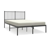 Cadre De Lit 140 X 200 Cm En Métal Avec Tête De Lit Noire Et Espace De Rangement Robuste Noir