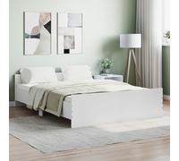 vidaXL Cadre de Lit avec Tête de Lit Pied de Lit, Lit Double avec Sommier à Lattes, Lit Adulte, Meuble de Chambre, Moderne, Blanc 140x190 cm Blanc