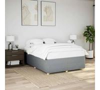 Cadre de Lit 140x190 cm, Structure en Tissu Polyester et Bois, Bed Frame avec Sommier à Lattes, Design Moderne, pour Chambre Adulte, Deux Places, Gris Clair, 190 x 140 x 46 cm