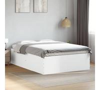 Cadre de Lit 140x200 Blanc Moderne en Bois d'Ingénierie avec Lattes, Cadre de Lit sans Matelas pour Chambre à Coucher, Support Durable et Stable pour Meilleur Sommeil